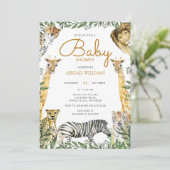 Wilde Safari Dieren met Giraffe Baby shower Kaart (Staand voorkant)
