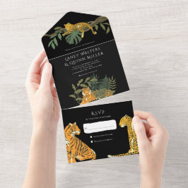 Wilde Safari Grote Katachtigen Bruiloft All In One Uitnodiging