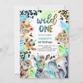 Wilde Safari Jongen Blauwe Luipaard Verjaardagsfee Kaart (Voorkant)