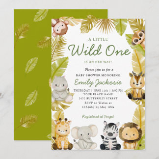Wilde safari jungle Dieren Jongens Baby Shower  Kaart