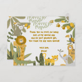 Wilde safari kinderverjaardag bedankkaart (Voorkant / Achterkant)