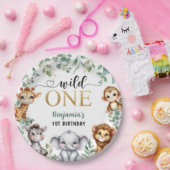 Wilde | Safari Oerwoud Dieren 1e Verjaardag Papieren Bordje (Feest)