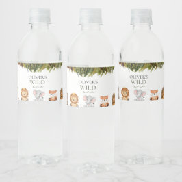 Wilde safari thema eerste verjaardag waterfles etiket