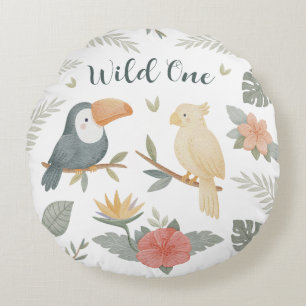 Wilde Safari Tropische Verjaardag Ronde Kussen