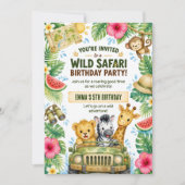 Wilde Safari Verjaardagsfeestje Kaart (Voorkant)