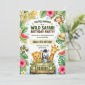 Wilde Safari Verjaardagsfeestje Kaart (Staand voorkant)