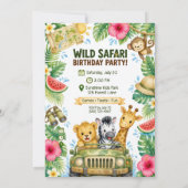Wilde Safari Verjaardagsfeestje Kaart (Achterkant)