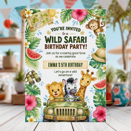 Wilde Safari Verjaardagsfeestje Kaart