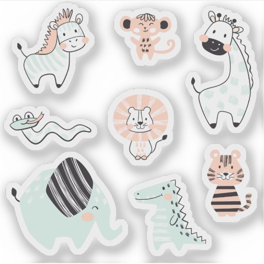 Wilde safaridieren kinder sticker (Voorkant)