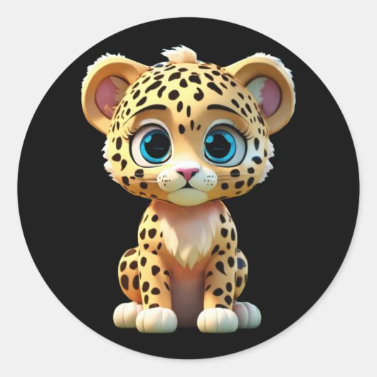 Wilde schattige jaguar ronde sticker (Voorkant)