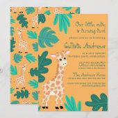 Wilde Schattigee groene Oranje Giraffe Verjaardag Kaart (Voorkant / Achterkant)