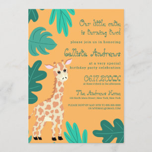 Wilde Schattigee groene Oranje Giraffe Verjaardag Kaart