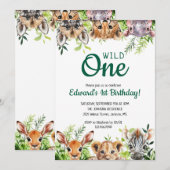 Wilde Schattigee safaridieren eerste verjaardag Kaart (Voorkant / Achterkant)