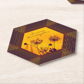 Wilde Schermbloemen Omlijnd Paars en Goud Elegant Kartonnen Onderzetters (Schuin)