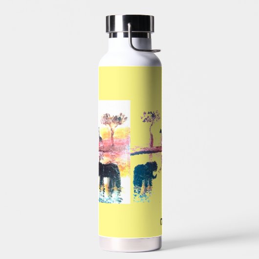 Wilde schilderijen Elephant, Giraffe op maat Waterfles (Links)