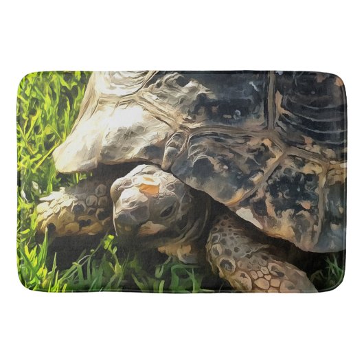 Wilde schildpad in Grass Meadow Wildlife Art Badmat (Voorkant)