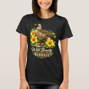 Wilde Schoonheid Hawaiiaanse Gans En Gouden Hibisc T-shirt