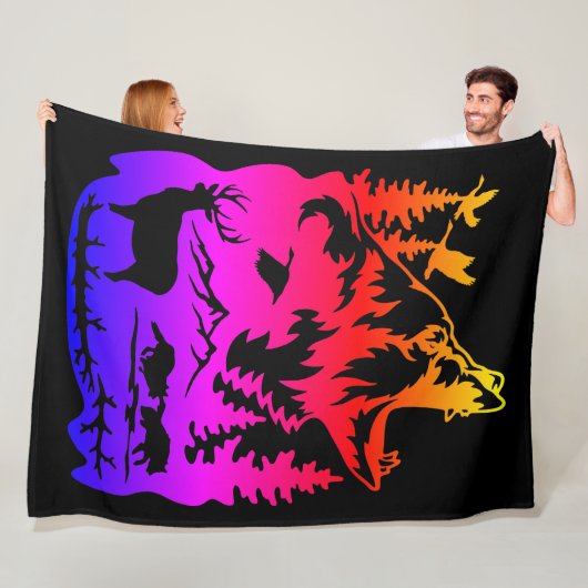 Wilde Silhouet met Levendige Gradiënt Fleece Deken (In situ)