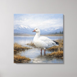 Wilde sneeuwgans bergmeer canvas afdruk