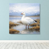 Wilde sneeuwgans bergmeer canvas afdruk (Insitu (Houten vloer))