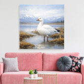 Wilde sneeuwgans bergmeer canvas afdruk (Insitu (Woonkamer))