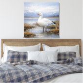 Wilde sneeuwgans bergmeer canvas afdruk (Insitu (Slaapkamer))