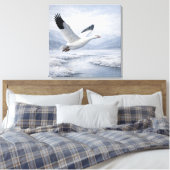 Wilde sneeuwgans vliegend in de winter canvas afdruk (Insitu (Slaapkamer))