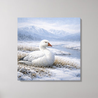 Wilde sneeuwgans winter canvas afdruk