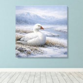 Wilde sneeuwgans winter canvas afdruk (Insitu (Houten vloer))