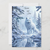 Wilde sneeuwwolf roofdier natuur winterkunst kaart (Voorkant)