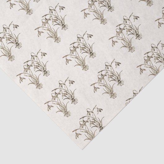 Wilde Snowdrop Illustratie op ivoor Tissuepapier (Detail)