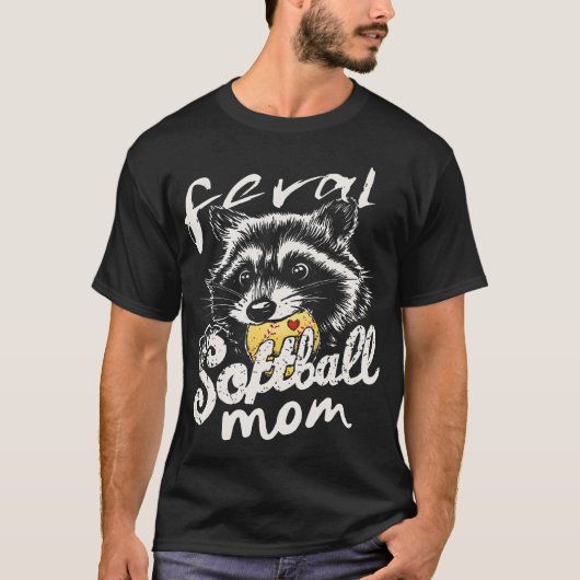 Wilde Softbal Moeder Wasbeer Mama Game Day Moeder T-shirt (Voorkant)