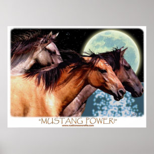 Wilde Spaanse mosterangpaarden Fantasy Art Poster