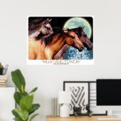 Wilde Spaanse mosterangpaarden Fantasy Art Poster (Thuiskantoor)