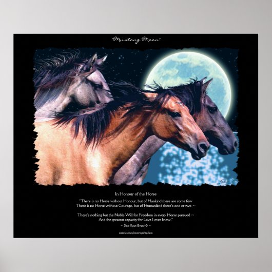 Wilde Spaanse Mustang Horses Art & Poem Poster (Voorkant)