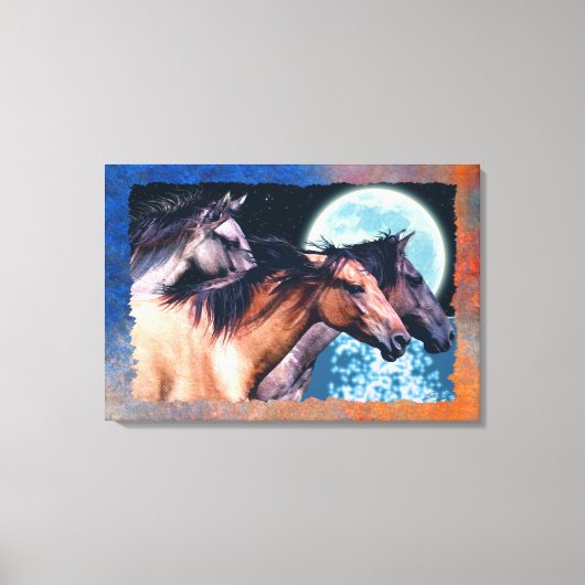 Wilde Spaanse Mustang Horses Fantasy Art Canvas Afdruk (Voorkant)