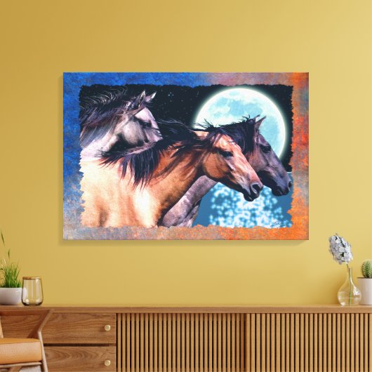 Wilde Spaanse Mustang Horses Fantasy Art Canvas Afdruk (Insitu (Woonkamer))