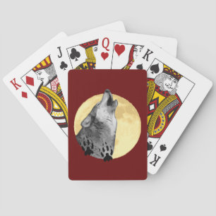 Wilde speelkaarten, wolf die op de maan huilt pokerkaarten