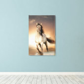 Wilde Stallion op zonsondergang Canvas Afdruk (Insitu (Houten vloer))