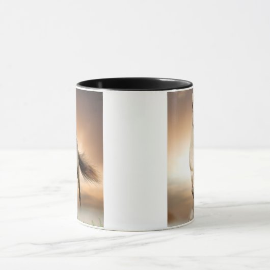 Wilde Stallion op zonsondergang Mok (Midden)