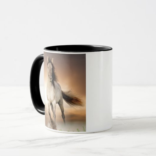 Wilde Stallion op zonsondergang Mok (Voorkant links)