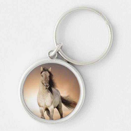 Wilde Stallion op zonsondergang Sleutelhanger (Voorkant)