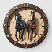 Wilde Stallions Canyon Nep Hout Grote Klok (Voorkant)