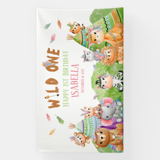 Wilde Stam Safari Verjaardagsfeestje in het Bos Spandoek (Verticaal)
