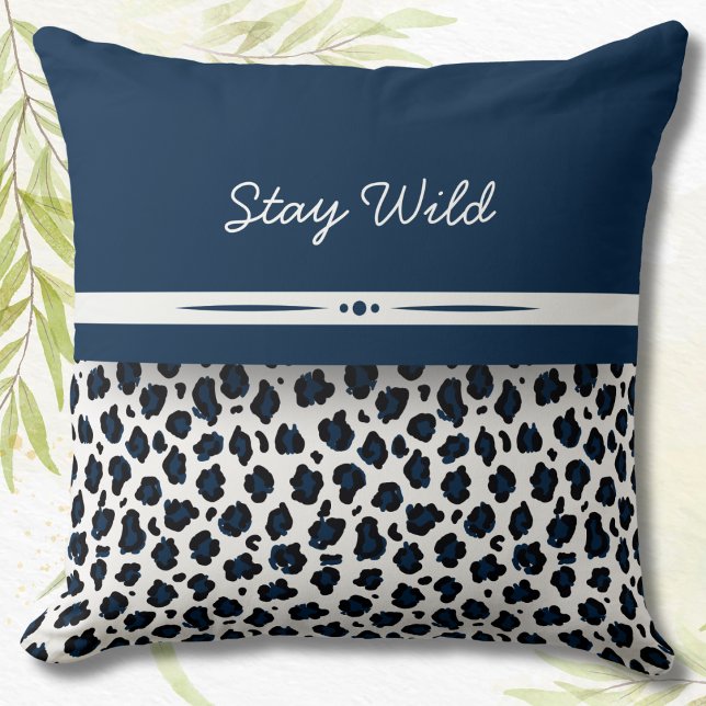 Wilde Stijl Dierenprint Accentkussen Navyblauw Kussen (Wild Style Animal Print Navy Blue Accent Pillow)