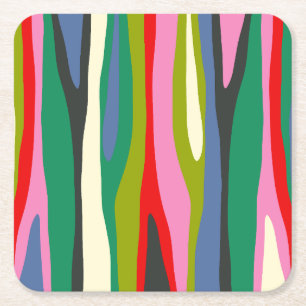 Wilde Strepen Modern Meerkleurig Abstract Patroon Kartonnen Onderzetters
