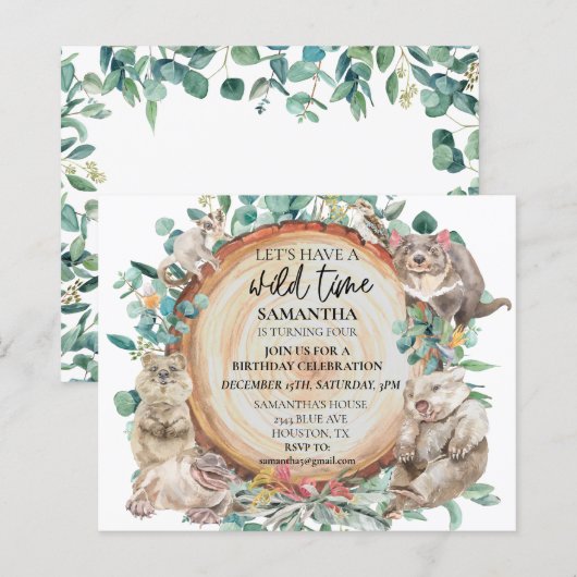 Wilde Tijd Cute Australian Birthday (Voorkant / Achterkant)