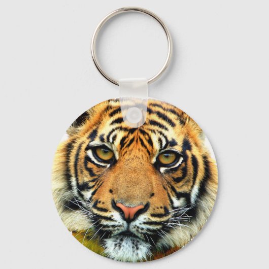 Wilde tijger dier gezicht sleutelhanger (Voorkant)