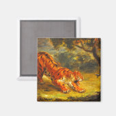 Wilde Tijger en een Slang (Dieren Kunst) Magneet (Voorkant / Achterkant)