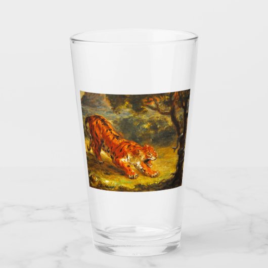 Wilde tijger en een slang (dierlijke kunst) glas (Voorkant)